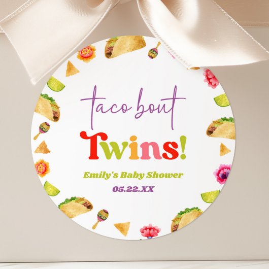 Sticker Rond Taco Bout Twins ! Baby shower Fiesta