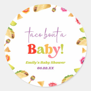 Sticker Rond Taco Bout Un Bébé ! Baby shower Fiesta