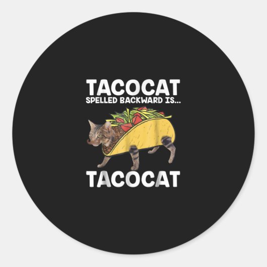 Sticker Rond Taco & Chat - Tacocat Arrimé En Arrière Est Tacoca (Devant)