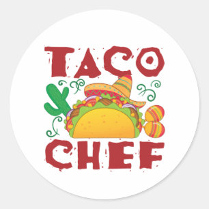 Sticker Rond Taco Chef Taco Truck