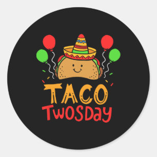 Sticker Rond Taco Deux Jours Cinco De Mayo 2 Ans Garçon Fille B