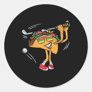 Sticker Rond Taco Golf Player Cinco De Mayo Mexicain Golfer Foo