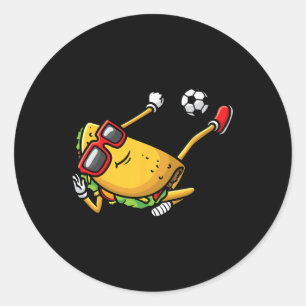 Sticker Rond Taco Jouer Soccer Mexicain Cinco De Mayo Enfants H