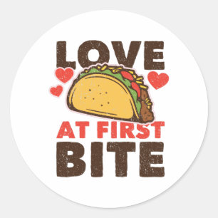 Sticker Rond Taco Love à la première morsure