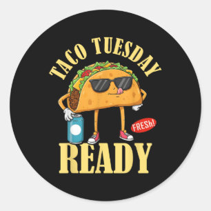 Sticker Rond Taco Mardi Prêt Cinco De Mayo Drôle Foo Mexicain