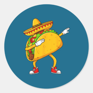 Sticker Rond Taco mexicain qui fait le dab funny cinco de mayo