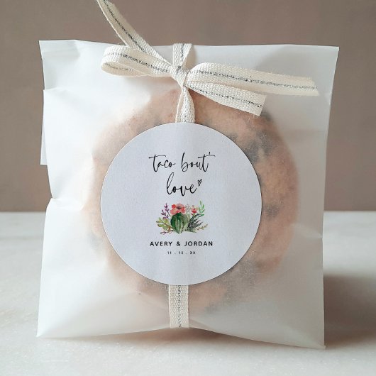 Sticker Rond Taco moderne Bout Love Cactus Mariage Succulent