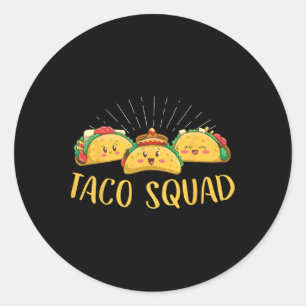 Sticker Rond Taco Squad Funny Cinco De Mayo Nourriture Mexicain