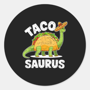 Sticker Rond Taco t rex dinosaure dino cinco de mayo garçons
