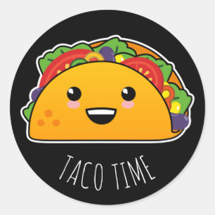 Sticker Rond Taco Time ! Yummy Kawaii Taco