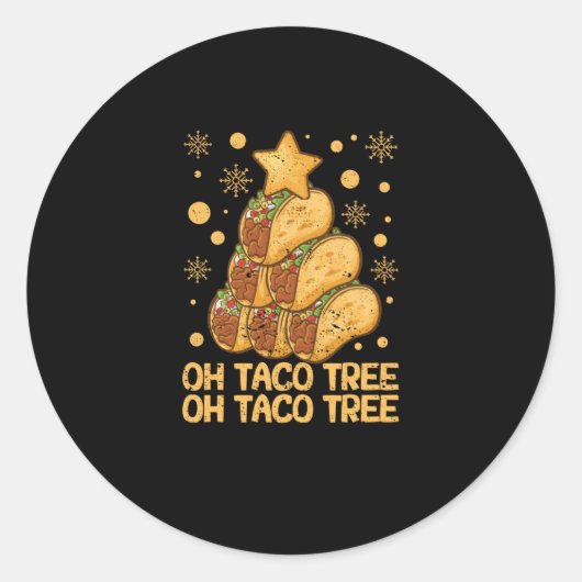Sticker Rond Taco Tree Christmas Pajamas Xmas Mexican (Devant)