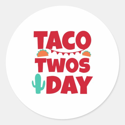 Sticker Rond Taco Twosday 2e fête d'anniversaire (Devant)