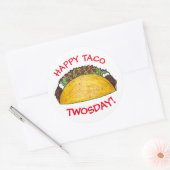 Sticker Rond Taco TWOSday Mardi 2 Anniversaire fête Fiesta (Enveloppe)
