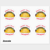 Sticker Rond Taco TWOSday Mardi 2 Anniversaire fête Fiesta (Feuille)