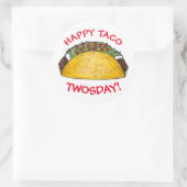 Sticker Rond Taco TWOSday Mardi 2 Anniversaire fête Fiesta (Sac)