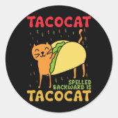 Sticker Rond Tacocat épelé à l'envers Tacos Chats Cinco De Mayo (Devant)