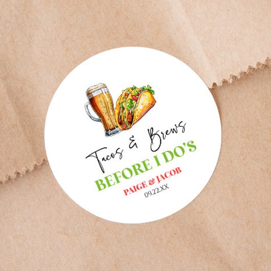 Sticker Rond Tacos et bières avant de le faire ! Dîner de répét