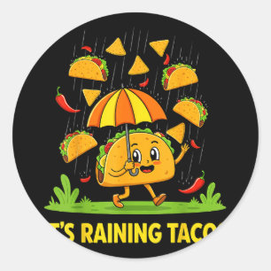 Sticker Rond Tacos pluvieux parapluie salsa nachos cinco de may
