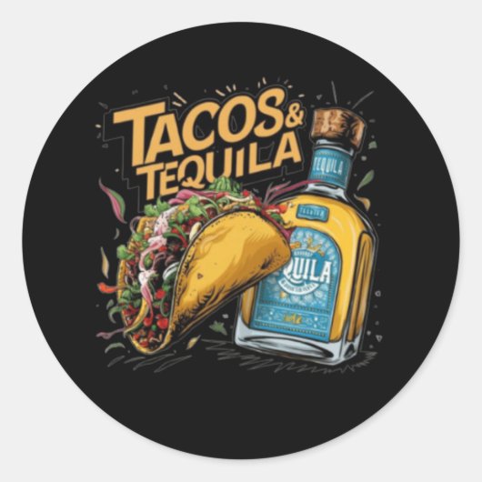 Sticker Rond Tacos & Tequila (Devant)