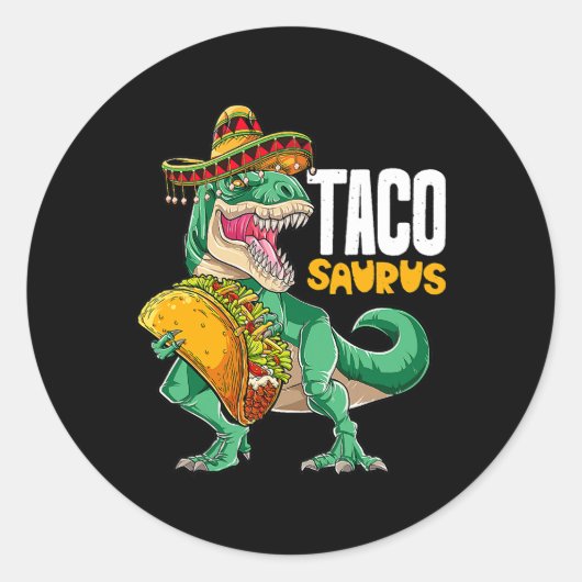 Sticker Rond Tacosaurus Chemt Taco Cinco De Mayo Dinosaur T Rex (Devant)
