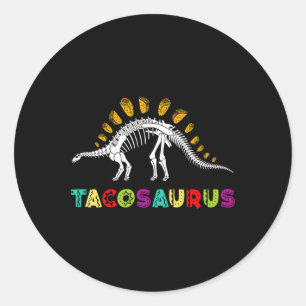 Sticker Rond Tacosaurus Cinco De Mayo Chemt Funny Taco Dinosaur