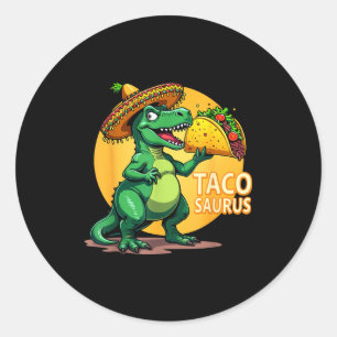 Sticker Rond Tacosaurus cinq de mayo fête t-rex chapeau