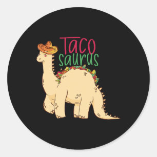 Sticker Rond Tacosaurus Funny Cinco de Mayo Taco Dinosaur Lover