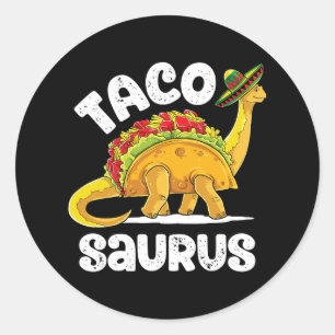 Sticker Rond Tacosaurus Taco Dinosaur T Rex Funny Cinco De Mayo