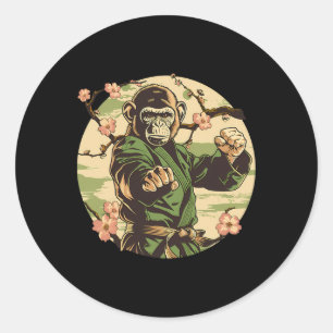 Sticker Rond Taekwondo Arbre Sakura Arts Martiaux Kickboxing Mm