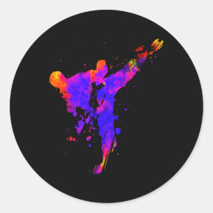 Sticker Rond Taekwondo Jiu Jitsu Paint Splatters Kids Jujitsu J