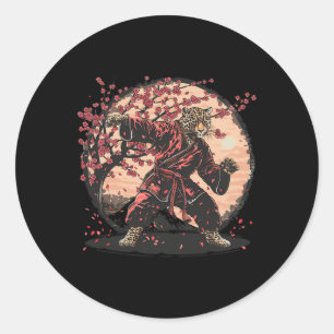 Sticker Rond Taekwondo Leopard Kickboxing Animall Jiu-jitsu Kun