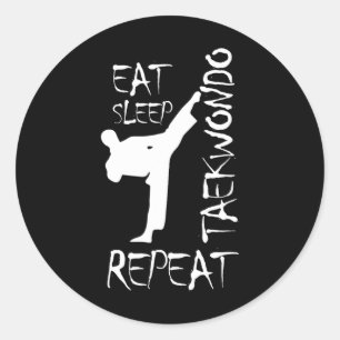 Sticker Rond Taekwondo Mange Sleep Taekwondo Répéter Martial Ar