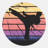 Sticker Rond Taekwondo Martial Art Master Black Belt Design (Devant)