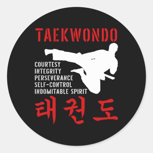 Sticker Rond Taekwondo Tenets Martial Arts (Devant)