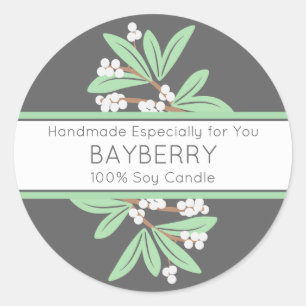 Sticker Rond Tag cadeau artisanal avec Bayberry d'hiver