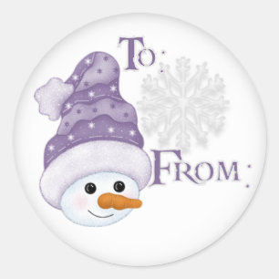 Sticker Rond tag cadeau casquette Snowman