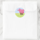 Sticker Rond Tag cadeau Merci Fuchsia Cupcake (Sac)