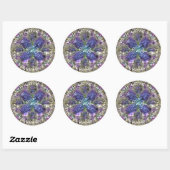 Sticker Rond Tag Cadeau Violet Kaleidoscopique (Feuille)