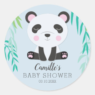 Sticker Rond Tag de Baby shower de l'ours de Panda personnalisé