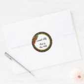 Sticker Rond Tag de recette personnalisée Plaid Green Red Holid (Enveloppe)