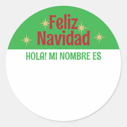 Sticker Rond Tag Feliz Navidad Spanish Hello (Devant)