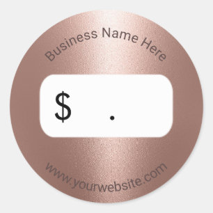 Sticker Rond Tag Rose moderne or métal