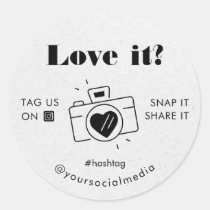 Sticker Rond Tag Snap Rustic Grey Kraft Partager Médias sociaux