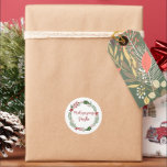 Sticker Rond Tagalog Merry Christmas Wreath, Maligayang Pasko<br><div class="desc">Vacances de Noël vert et rouge autocollants design de couronnes pour décorer les cadeaux et les enveloppes,  avec les mots Joyeux Noël dans Tagalog : Maligayang Pasko</div>