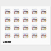 Sticker Rond Tags cadeaux de pingouins de ski (Feuille)