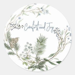 Sticker Rond Tags favoris de la couronne d'hiver Berry