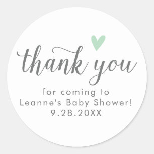 Sticker Rond Tags favoris du Merci de Baby shower de la menthe