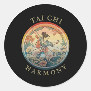 Sticker Rond Tai Chi Dessin Historique Flot Harmonie