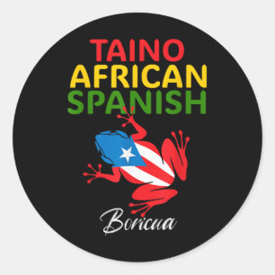 Sticker Rond Taino Africain Espagnol Coqui Drapeau Porto Rico B