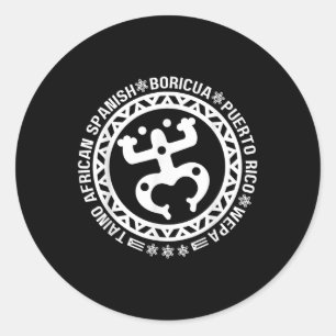 Sticker Rond Taino Africain Espagnol Coqui Porto Rico Boricua T